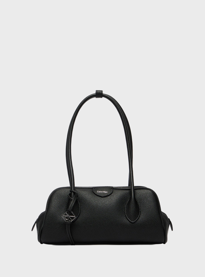 Calvin Klein Emblem Logo Pebble Shoulder Bag - Black