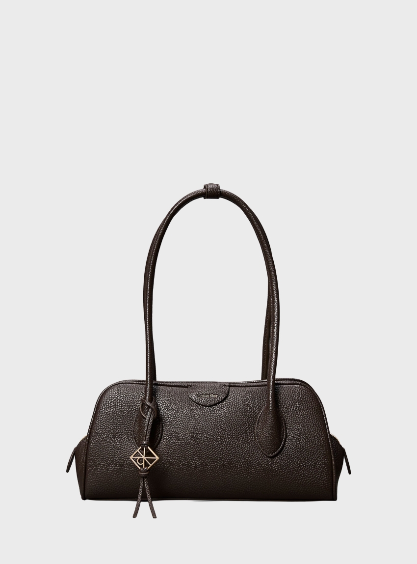 Calvin Klein Emblem Logo Pebble Shoulder Bag - Brown