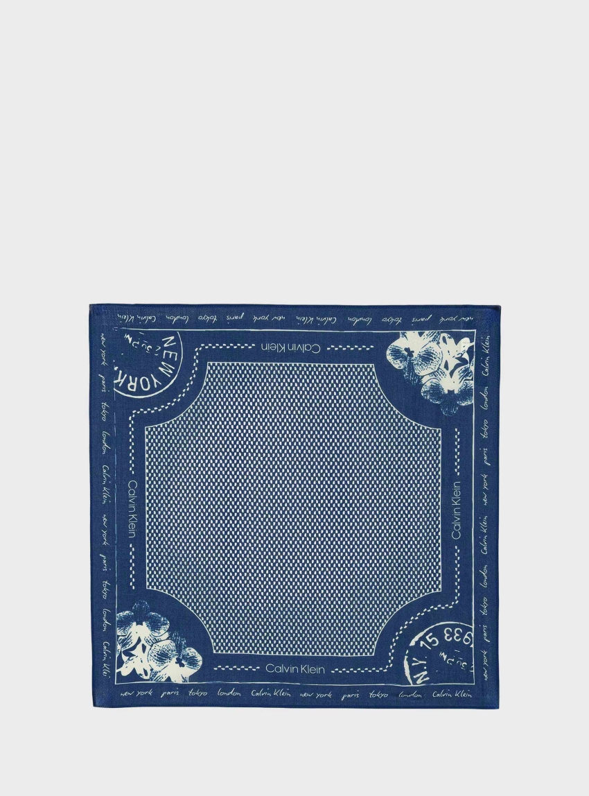 Calvin Klein Graphic Print Bandana Scarf - Dark Aged Denim