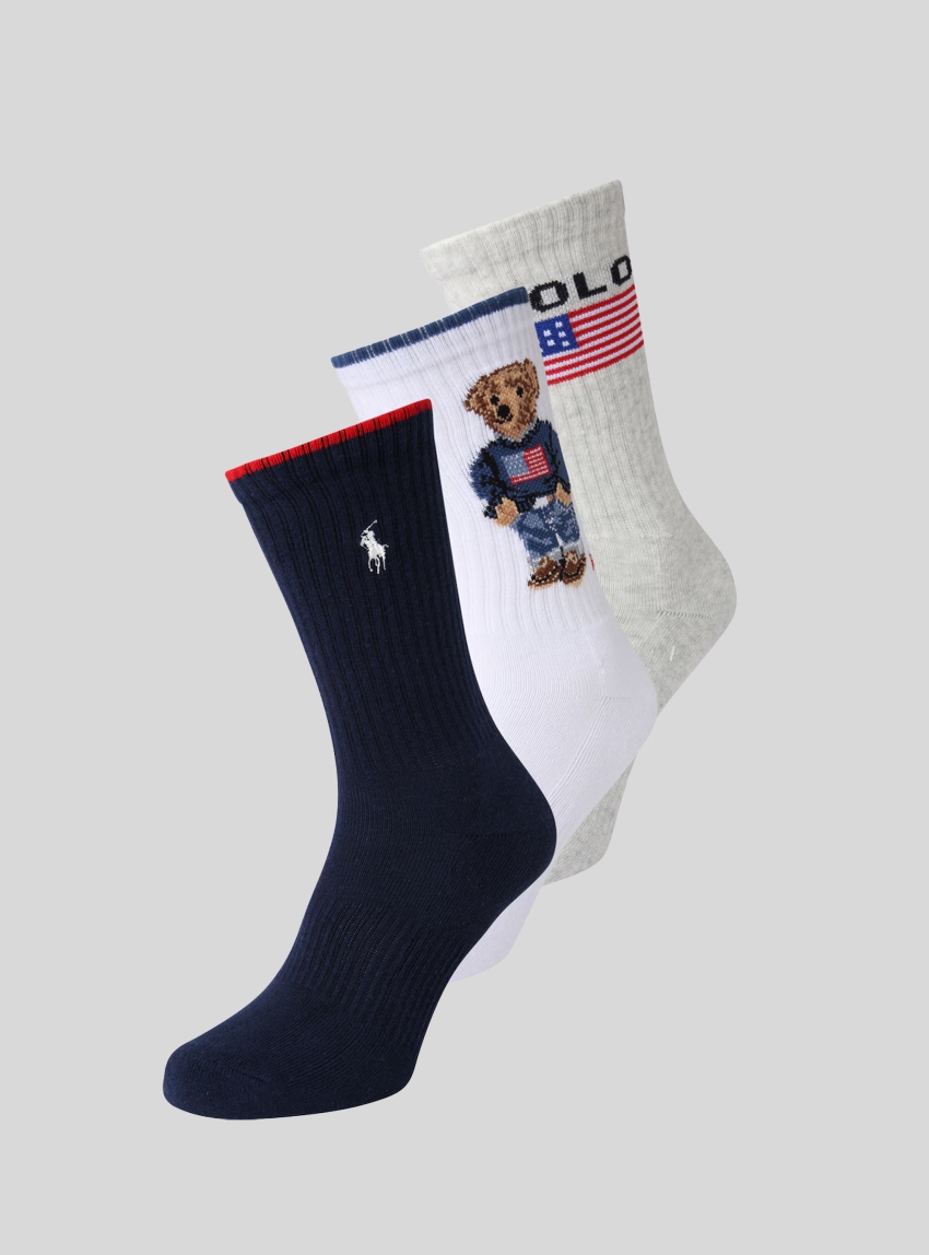Polo Ralph Lauren Polo Bear Logo Crew Sock 3-Pack - Multi Colors