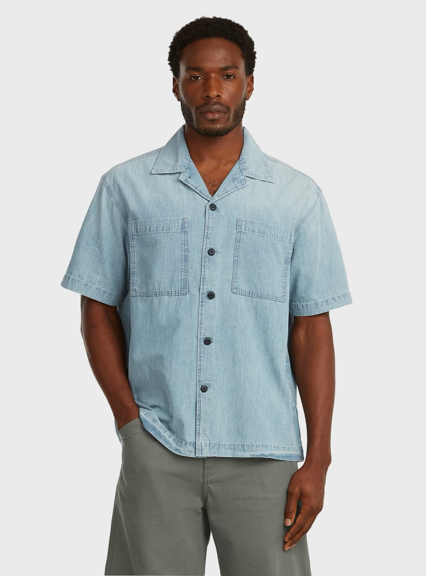 G-Star Bowling 2‑Pocket Lightweight Regular Shirt - Light Aged Denim