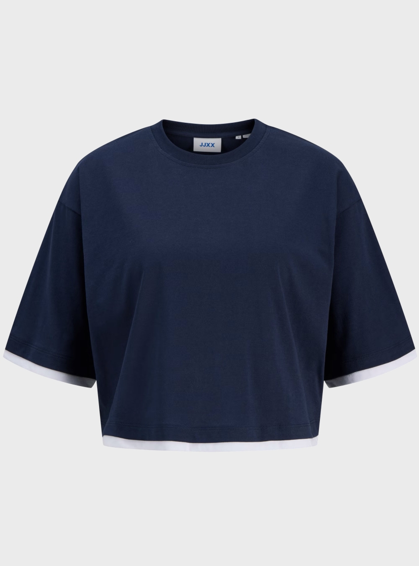 JJXX Andrea Cropped Contrast Tee - Blue
