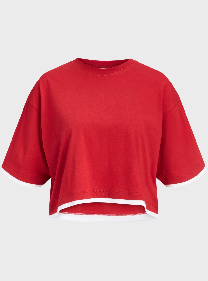 JJXX Andrea Cropped Contrast Tee - Red