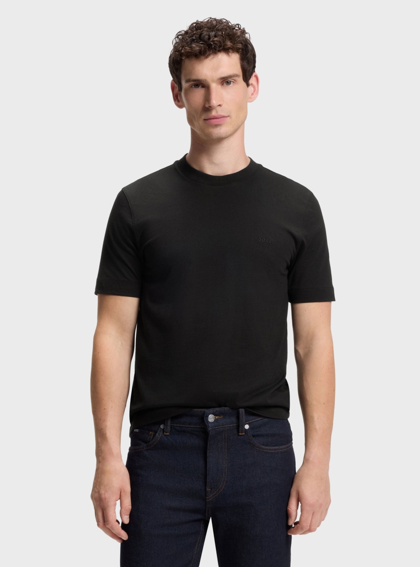BOSS Cotton-Jersey T-Shirt With Logo Detail  Thompson 01 - Black