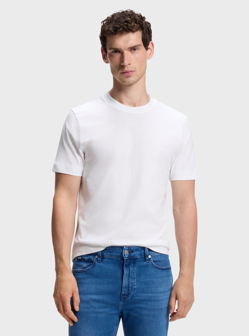 BOSS Cotton-Jersey T-Shirt With Logo Detail  Thompson 01 - White