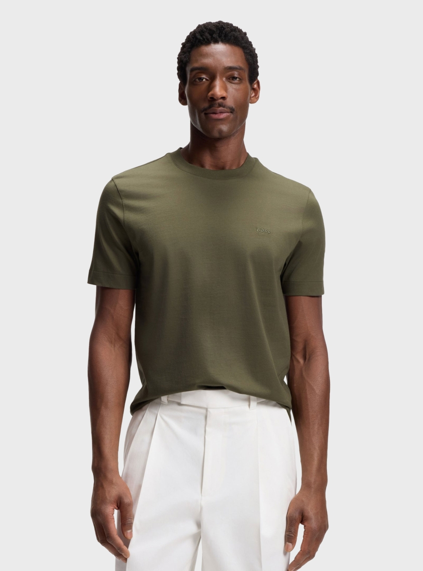 BOSS Cotton-Jersey T-Shirt With Logo Detail  Thompson 01 - Olive 