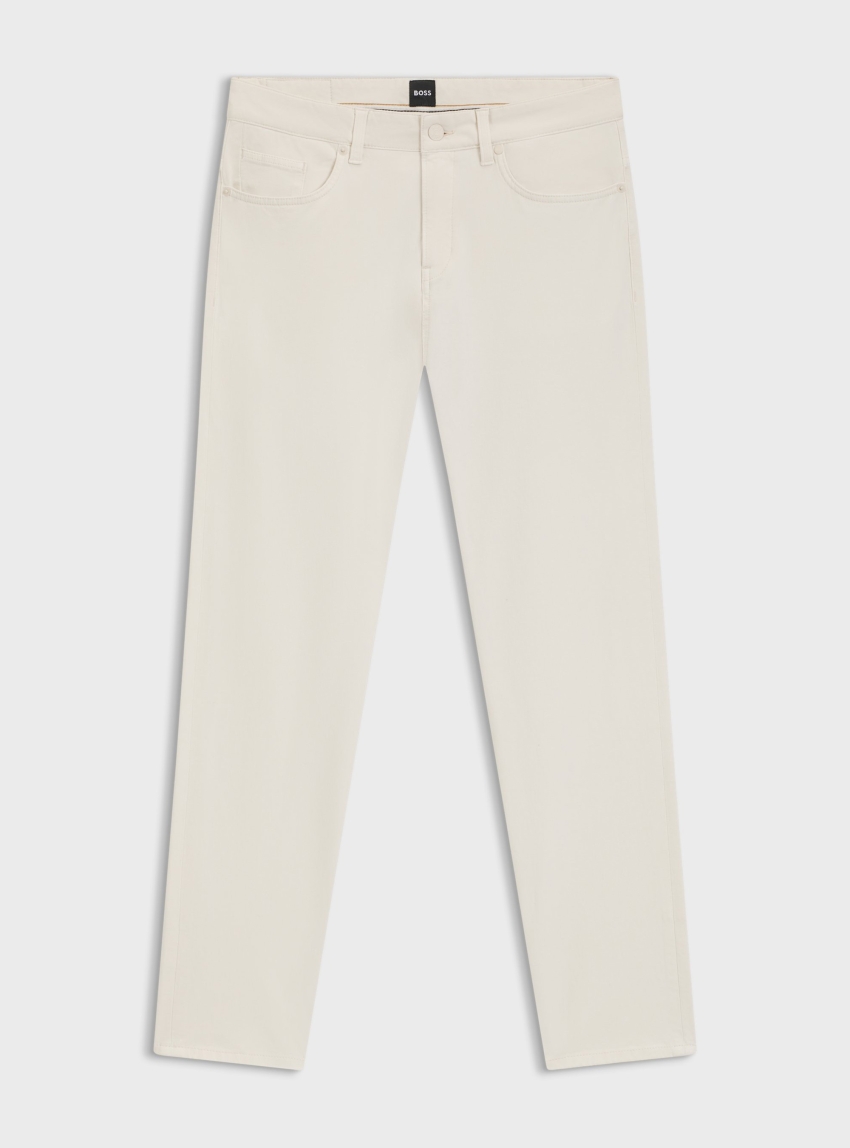 BOSS Delaware Slim-Fit Trousers In Stretch-Cotton Gabardine H-Delaware5 - Ecru