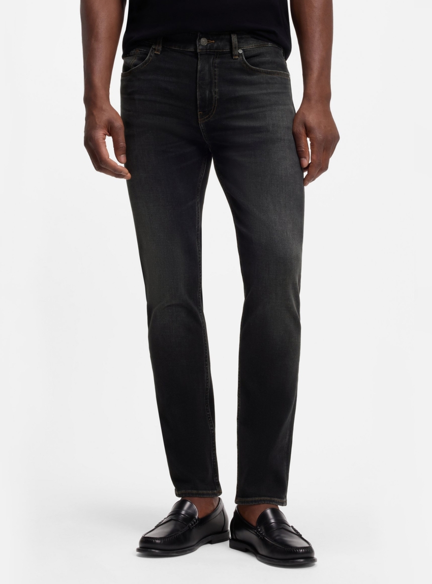 BOSS Slim-Fit Black Jeans In Stretch Cotton Blend  H-Delaware - Black Denim