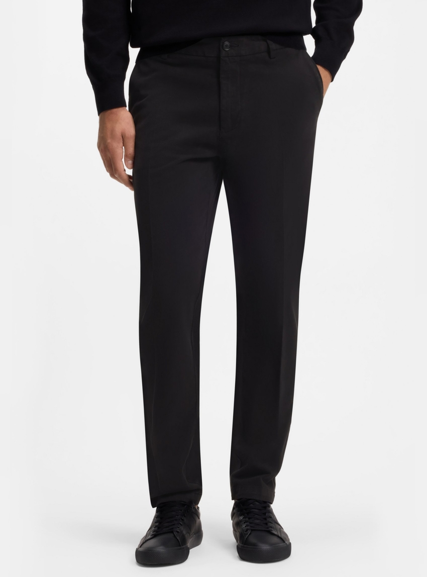 BOSS Modern-Fit Trousers In Stretch-Cotton Gabardine  H-Kane1 - Black