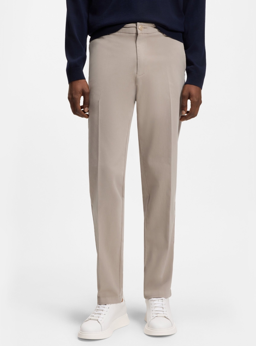 BOSS Modern-Fit Trousers In Stretch-Cotton Gabardine  H-Kane1 - Beige