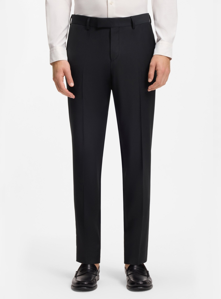 BOSS Slim-Fit Trousers In Micro-Patterned Stretch Wool H-George-263 - Dark Blue