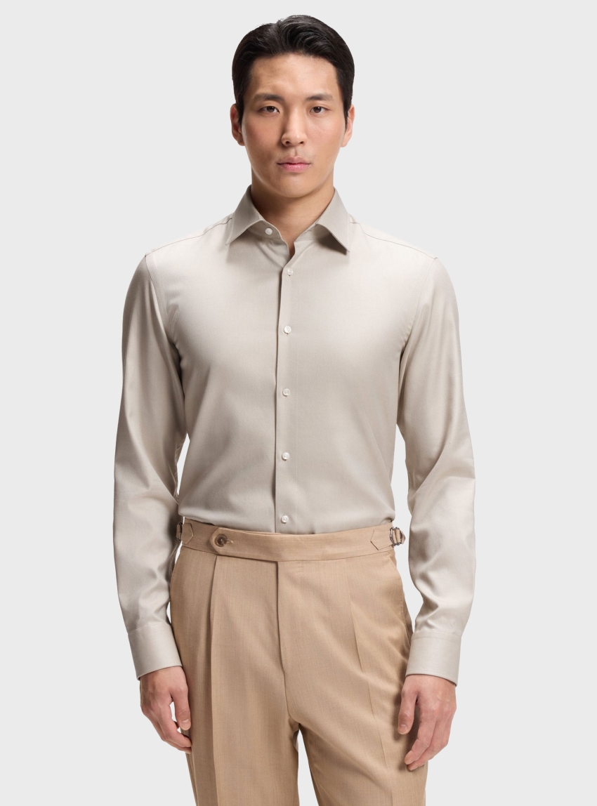 BOSS Slim-Fit Shirt In Easy-Iron Cotton Twill  H-HANK-K-C1-261 - Beige