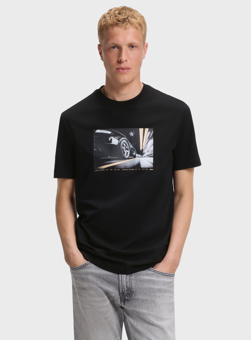 BOSS Regular-Fit T-Shirt In Lightweight Cotton Jersey  Te_Motors - Black