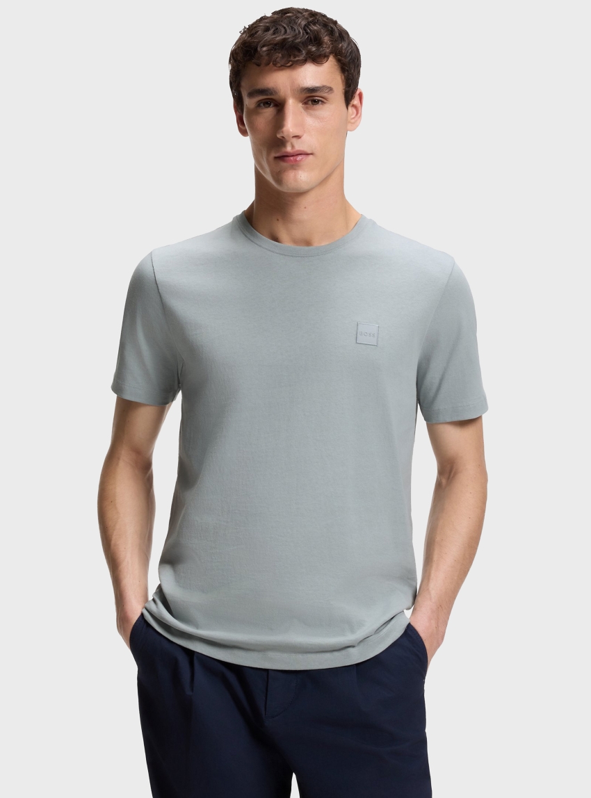 BOSS Cotton-Jersey T-Shirt With Logo Patch  Tales - Light Grey