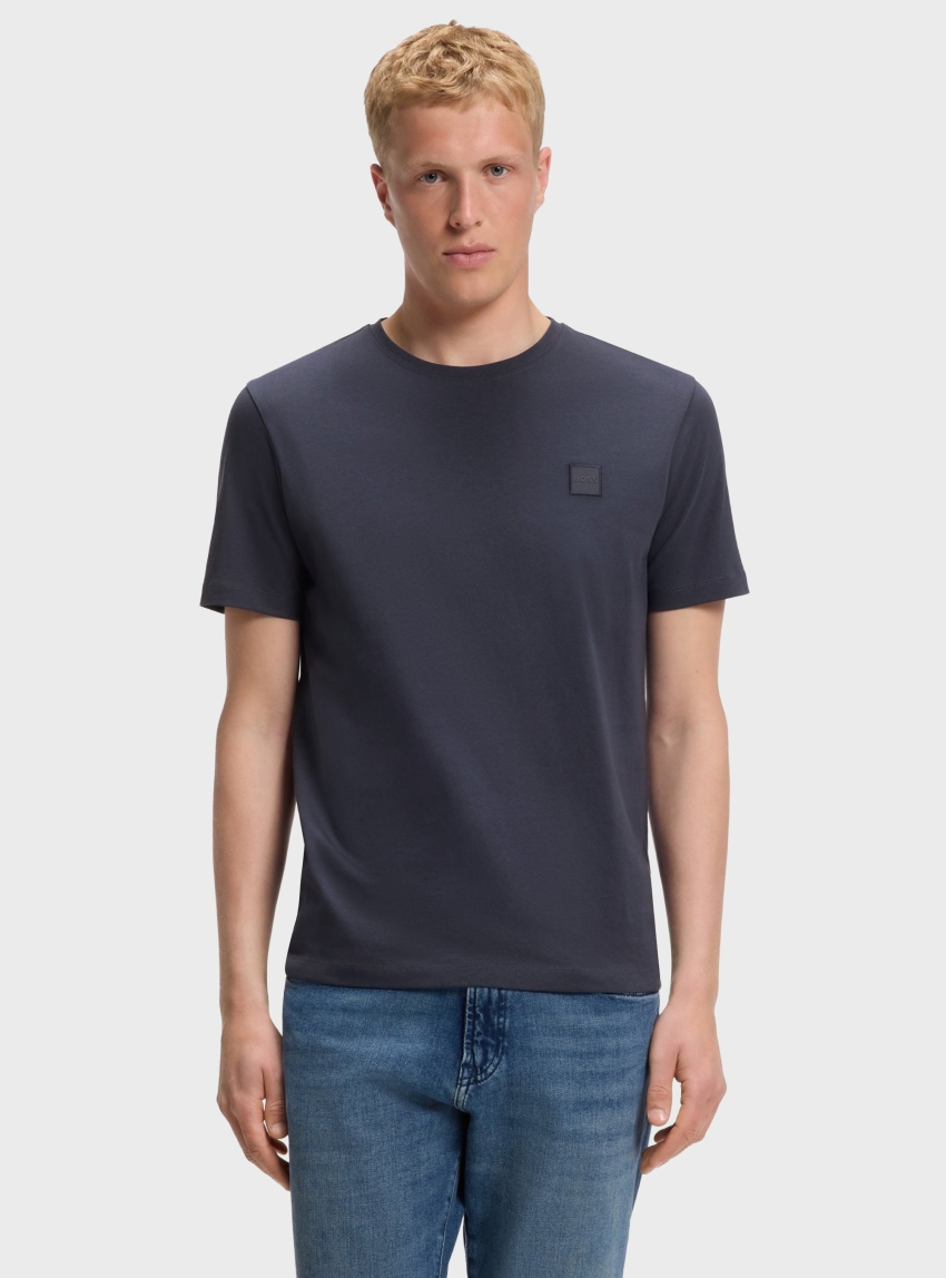 BOSS Cotton-Jersey T-Shirt With Logo Patch  Tales - Dark Blue