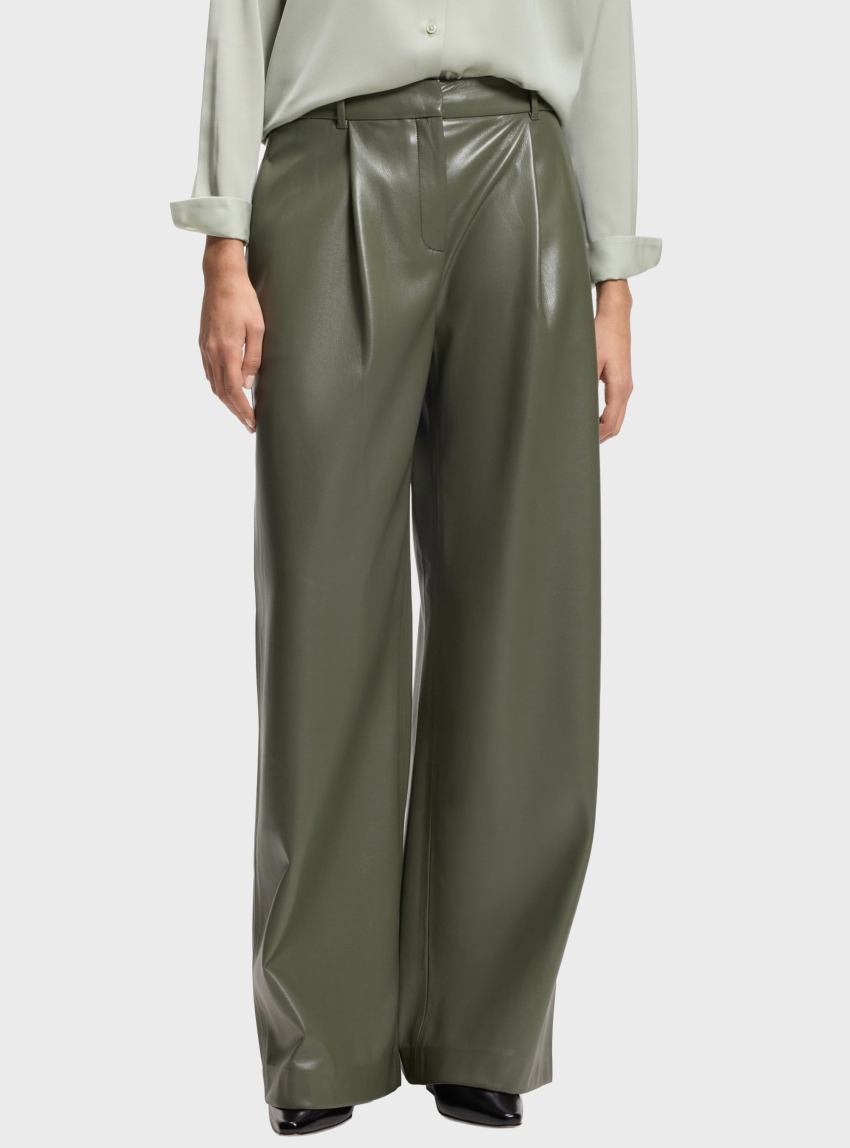 BOSS Wide-Leg Pants In Faux Leather Tiana4-M - Olive 