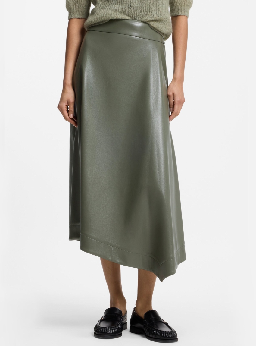 BOSS Faux-Leather Skirt Ventara1 - Olive 