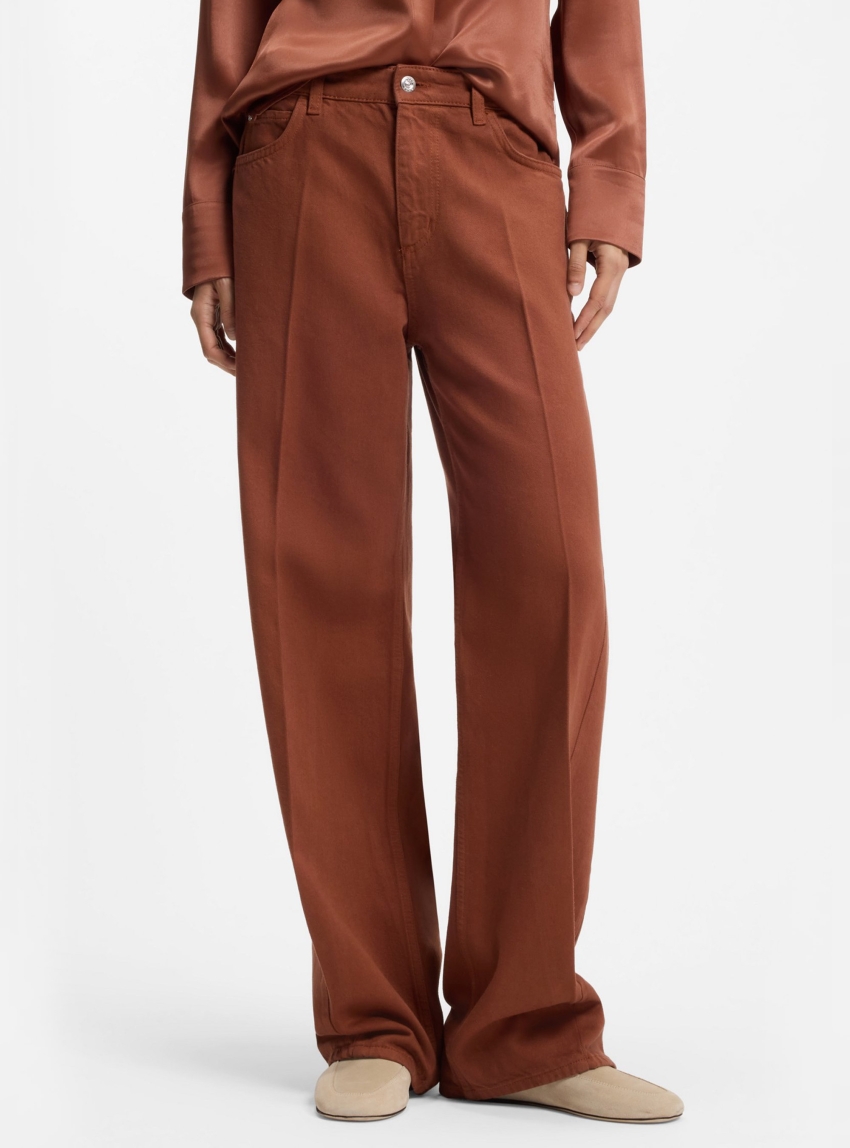 BOSS Relaxed-Fit Coloured Jeans In Soft Cotton Blend  CROSSROAD - Copper Brown