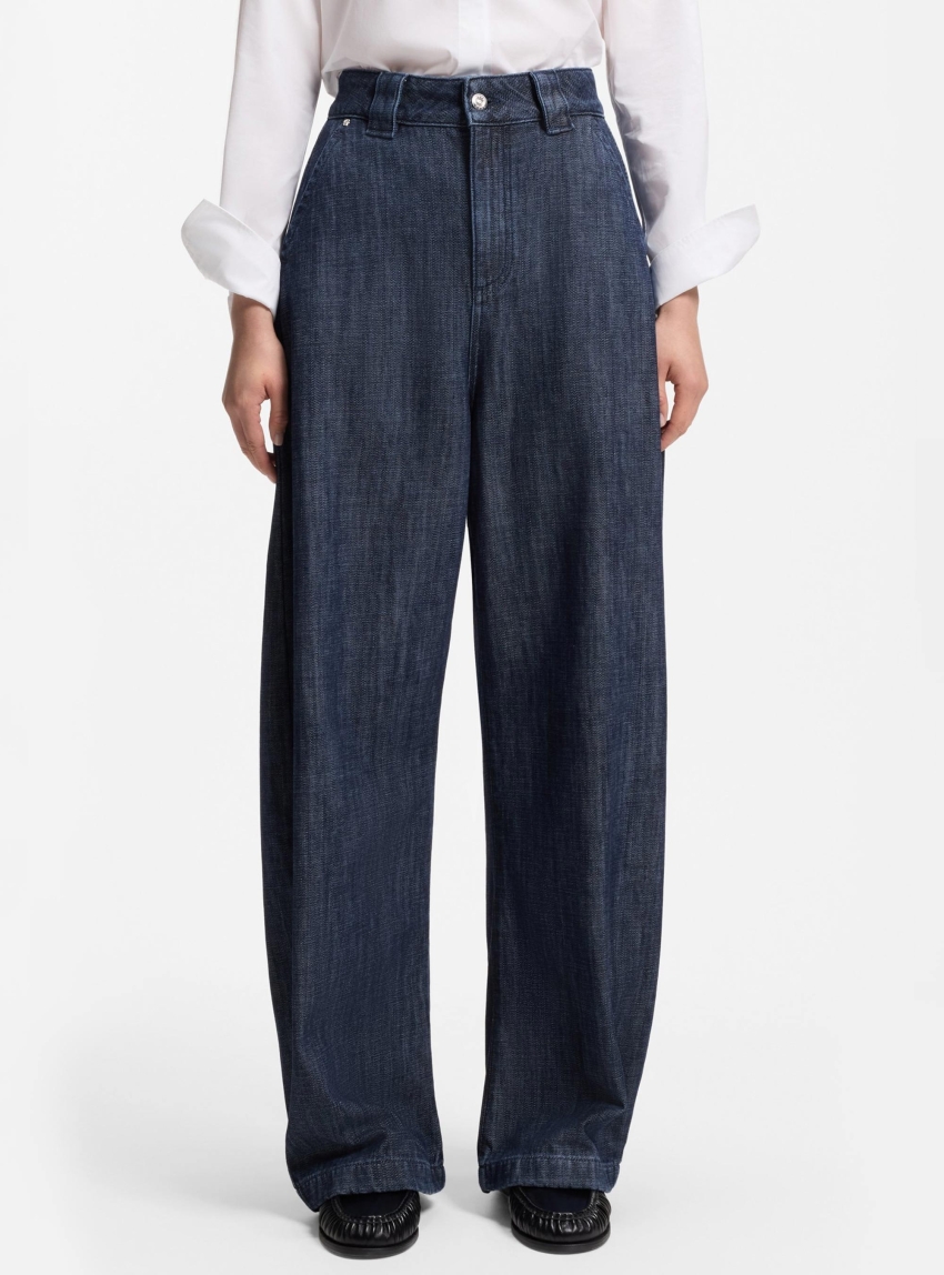 BOSS Relaxed-Fit Jeans In Textured Open-Weave Denim  SEASONAL BARREL - Dark Aged Denim