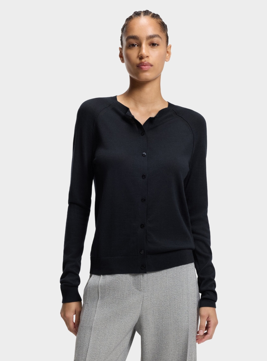 BOSS Superfine Merino Wool Cardigan Fonami - Dark Blue