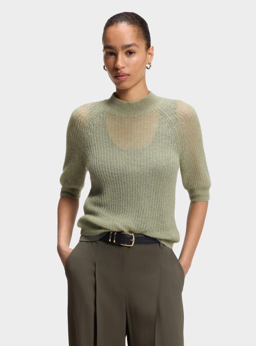 BOSS Knitted Sweater In A Ribbed Alpaca Blend  Fewe - Pale Green