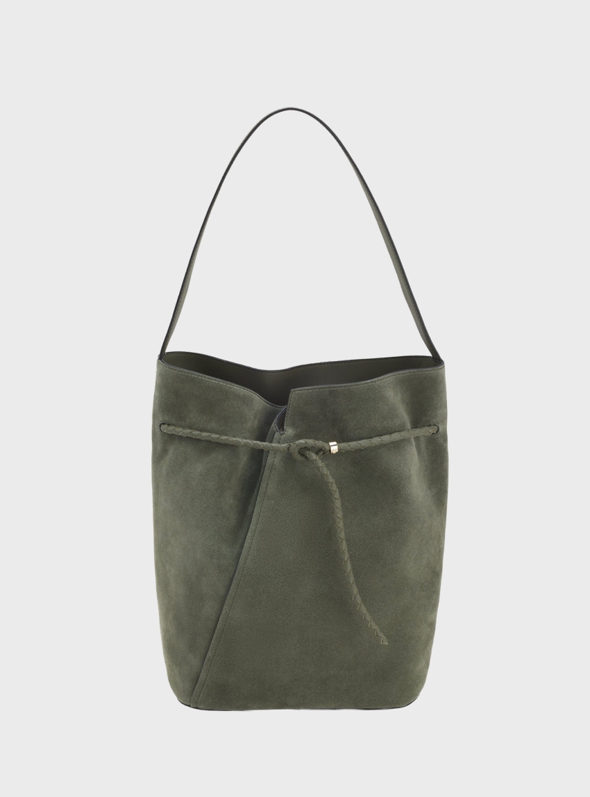 BOSS Revers Bucket Bag In Suede With Braided Belt BOSS REVERS BUCKET S - Olive 