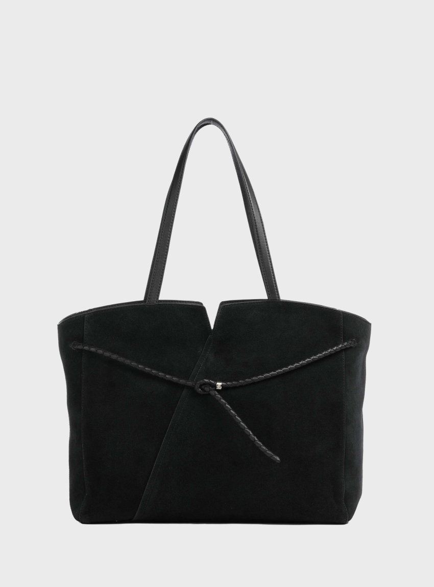 BOSS Revers Tote Bag In Suede With Braided Belt BOSS REVERS TOTE S - Black