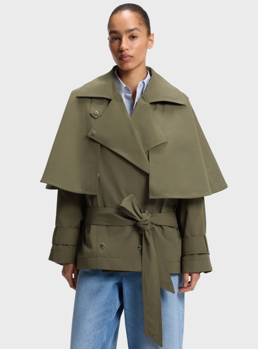 BOSS Water-Repellent Trench Coat With Belt  C_Calisetta - Olive 