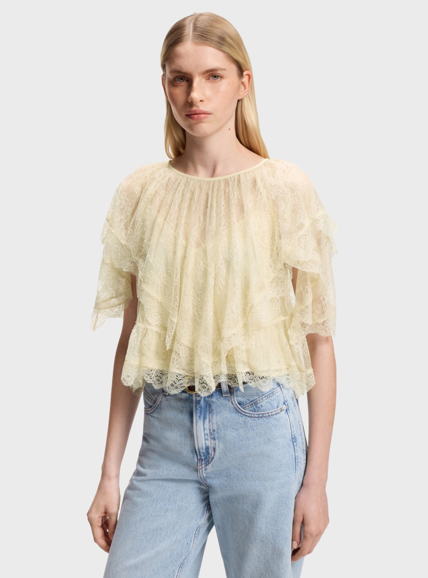 BOSS Mini Cape Top With Lace Trimmings C_Bennedy - Cream