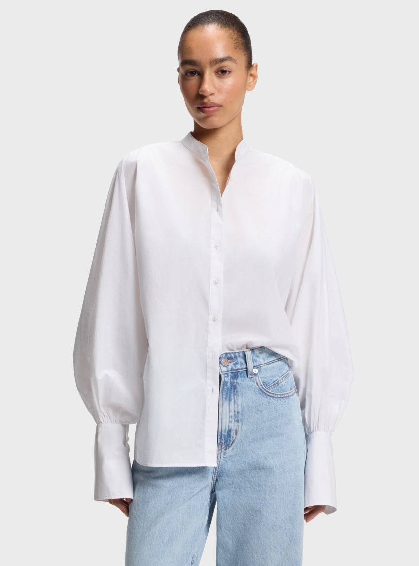 BOSS Regular-Fit Cotton-Poplin Shirt With Kimono Sleeves C_Betta_1 - White