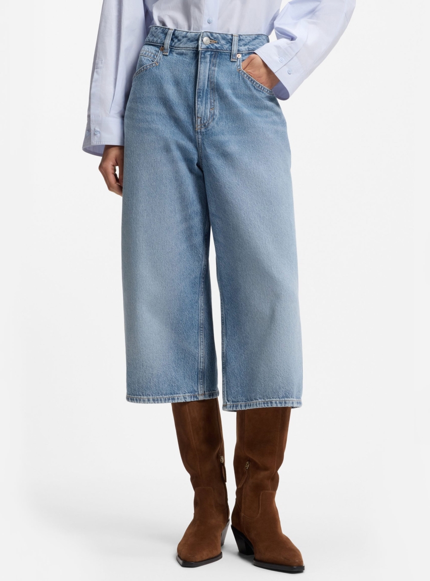 BOSS Mid-Rise Cropped Jeans In Relaxed Fit C_EMMA C - Medium Aged Denim