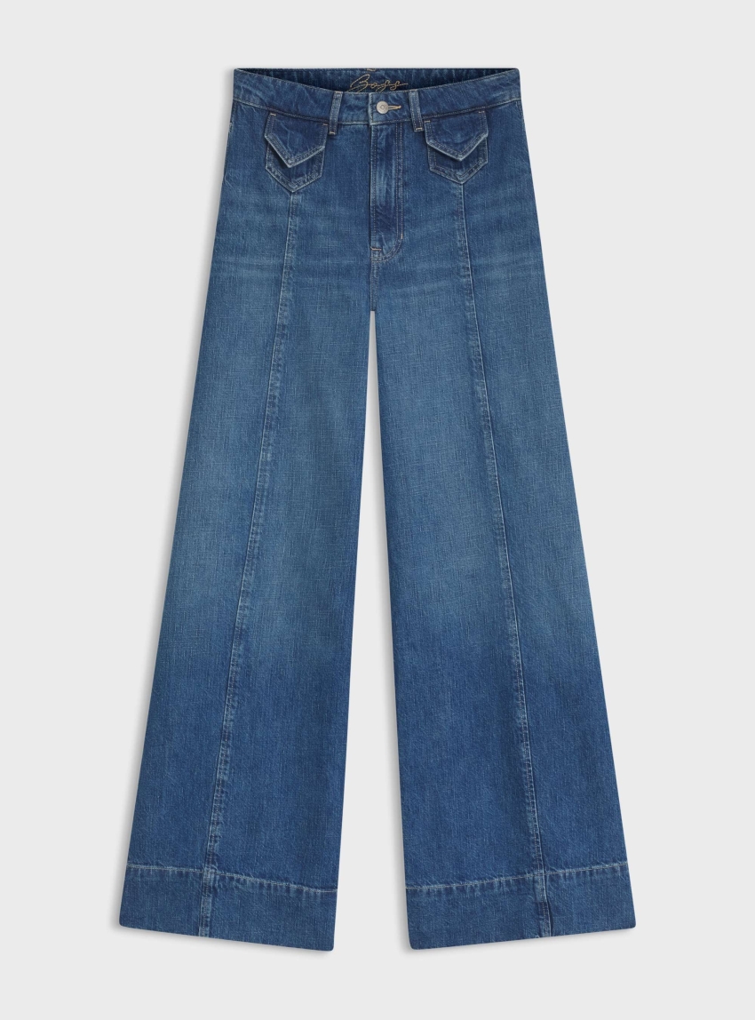 BOSS Wide-Leg High-Rise Jeans In Vintage-Wash Denim C_JANE HR - Medium Aged Denim