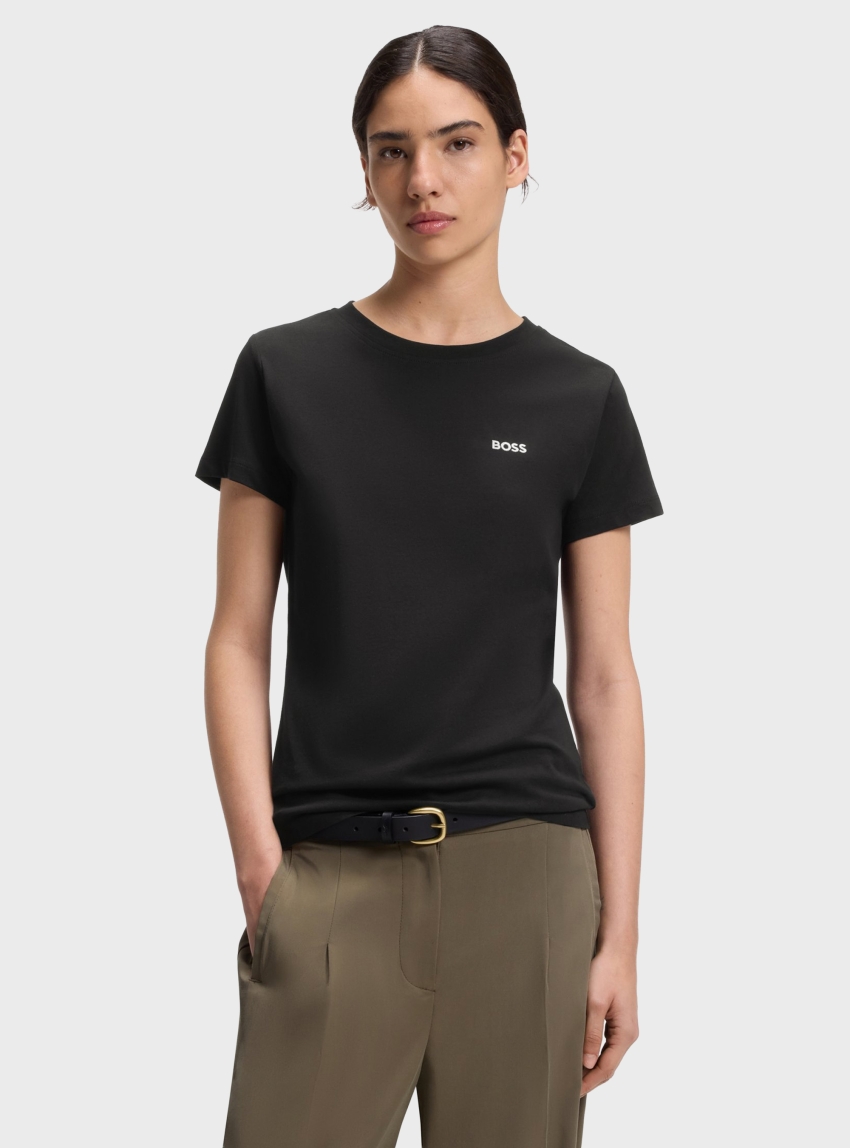 BOSS Cotton-Jersey T-Shirt With Logo Detail C_Esogo_1 - Black