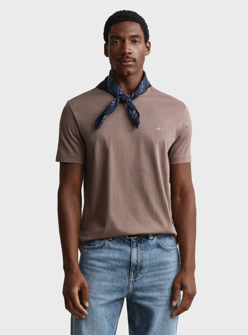 Gant Regular Fit Shield T-Shirt - Taupe