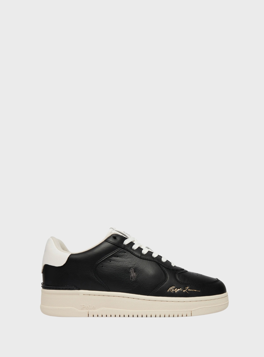 Polo Ralph Lauren Masters Court Leather Trainers - Black