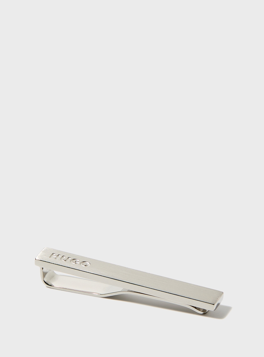 HUGO Tie Clip With Engraved Logo E-CLASSIC2-TIE - Grey