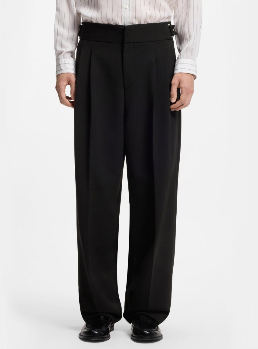 HUGO Formal Trousers With Adjustable Waistband And Virgin Wool Blend  Fedix263X - Black
