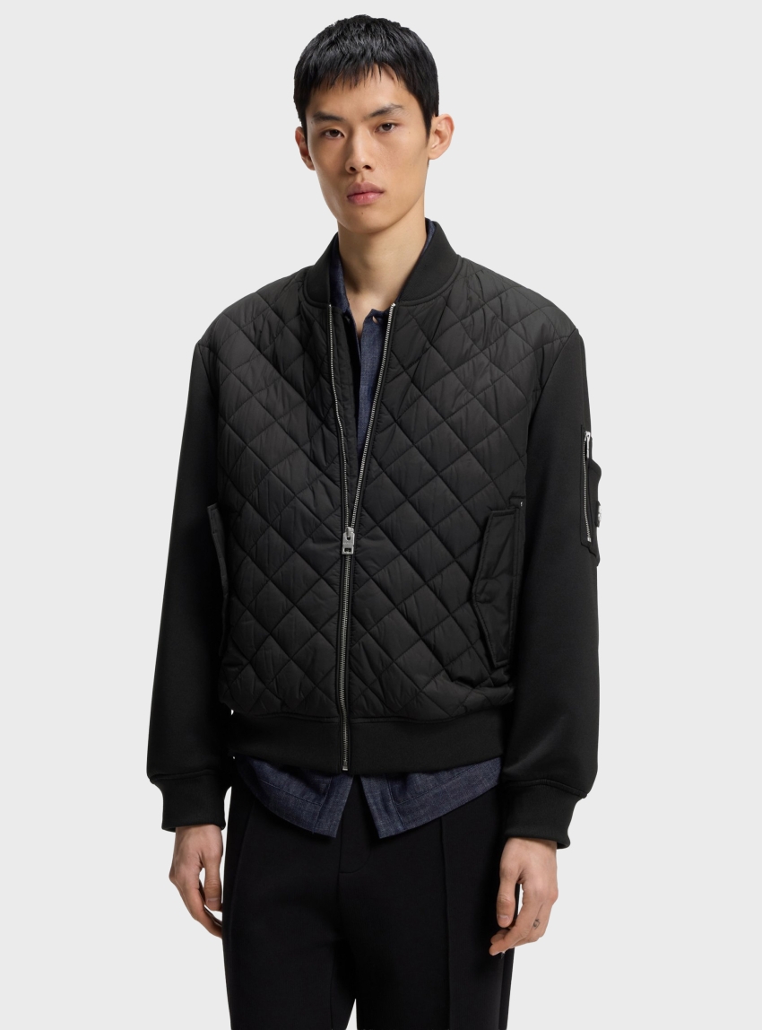 HUGO Water-Repellent Jacket In Mixed Materials Bilaro2631 - Black
