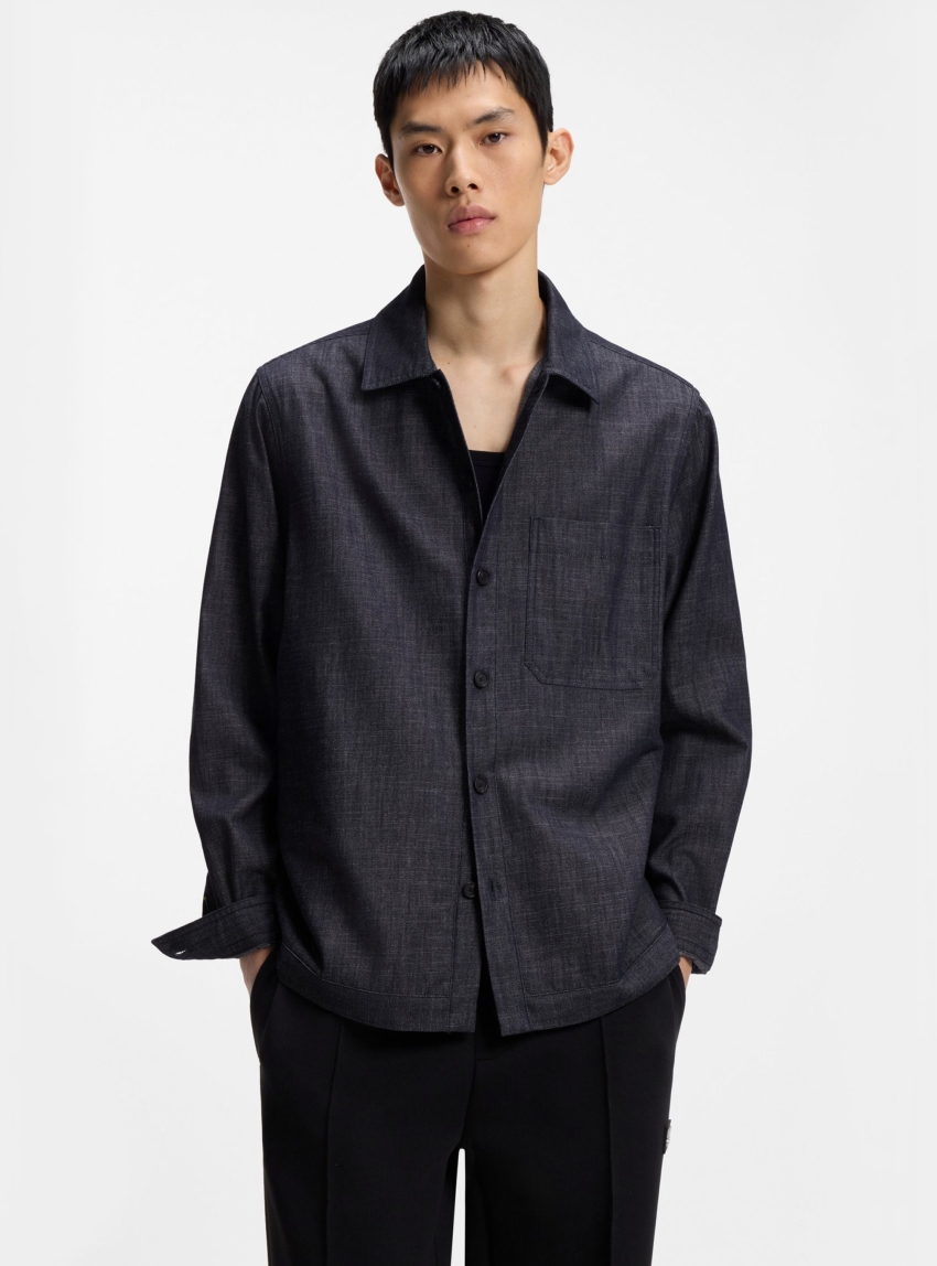 HUGO Oversized-Fit Denim Shirt In Indigo Cotton  Ejiri - Blue