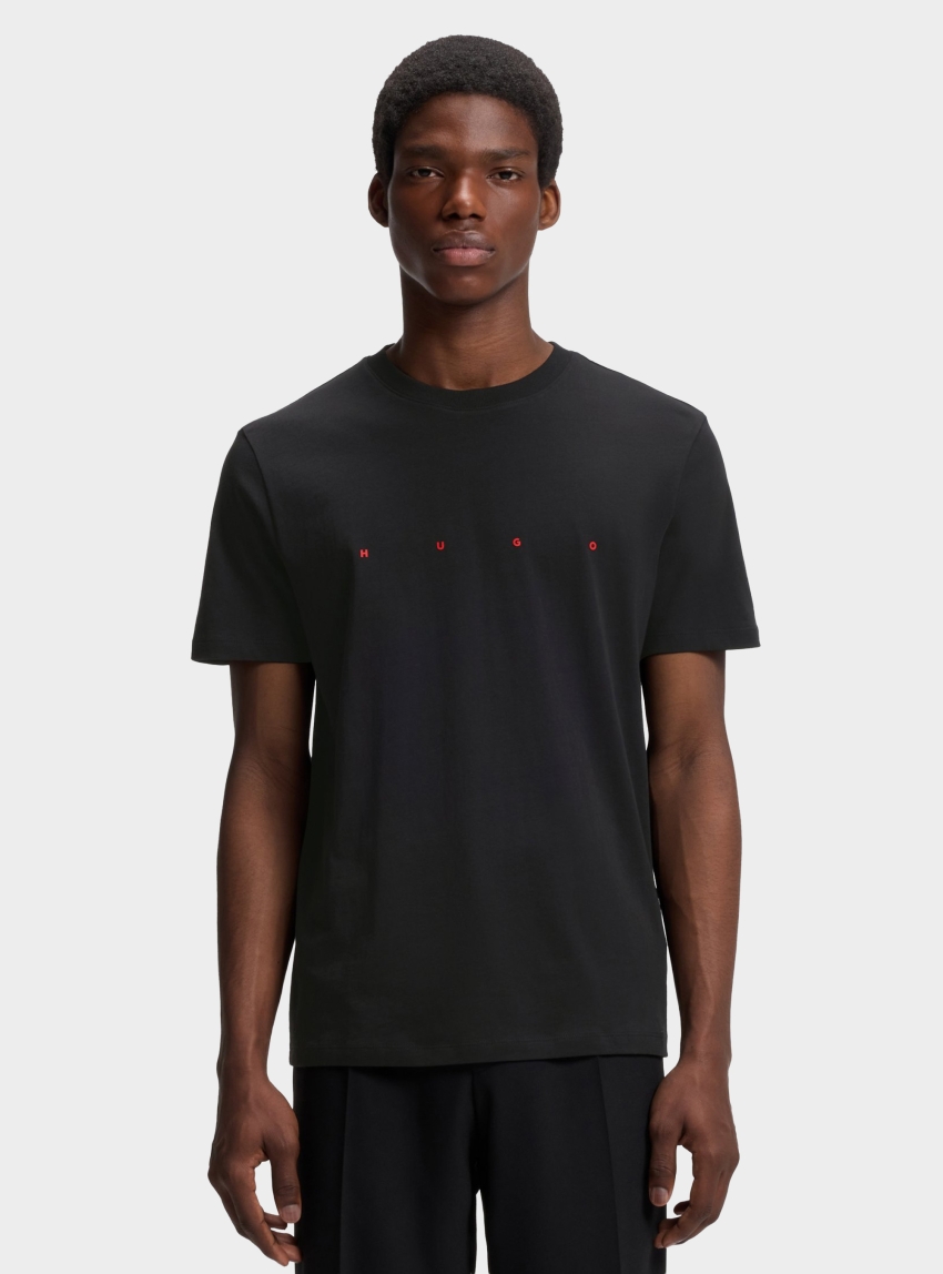 HUGO Cotton-Jersey T-Shirt With Logo Detail Dorosi - Black
