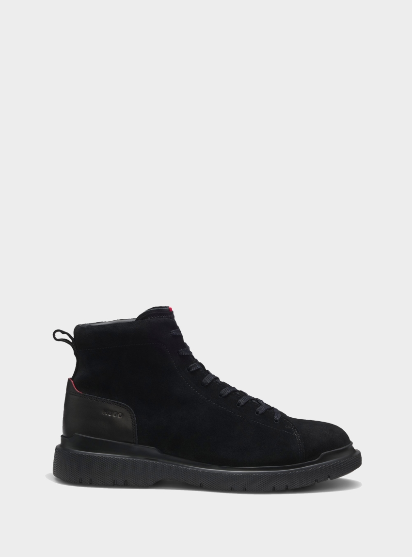 HUGO Suede Ankle Boots With Leather Trim Nash_halb_sdlt - Black