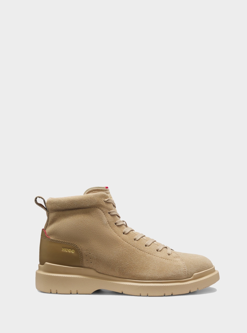 HUGO Suede Ankle Boots With Leather Trim Nash_halb_sdlt - Light Beige