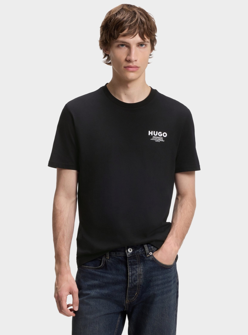HUGO Regular-Fit Cotton T-Shirt With Logo Print  Nesptee - Black