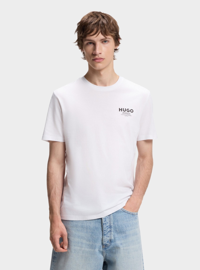 HUGO Regular-Fit Cotton T-Shirt With Logo Print  Nesptee - White