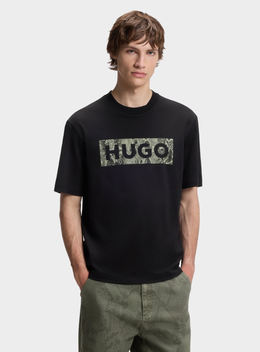 HUGO Logo-Graphic T-Shirt In Cotton Jersey  Nerpient - Black