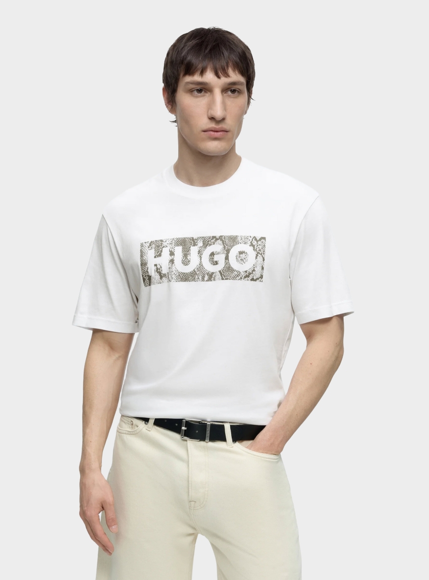 HUGO Logo-Graphic T-Shirt In Cotton Jersey  Nerpient - White