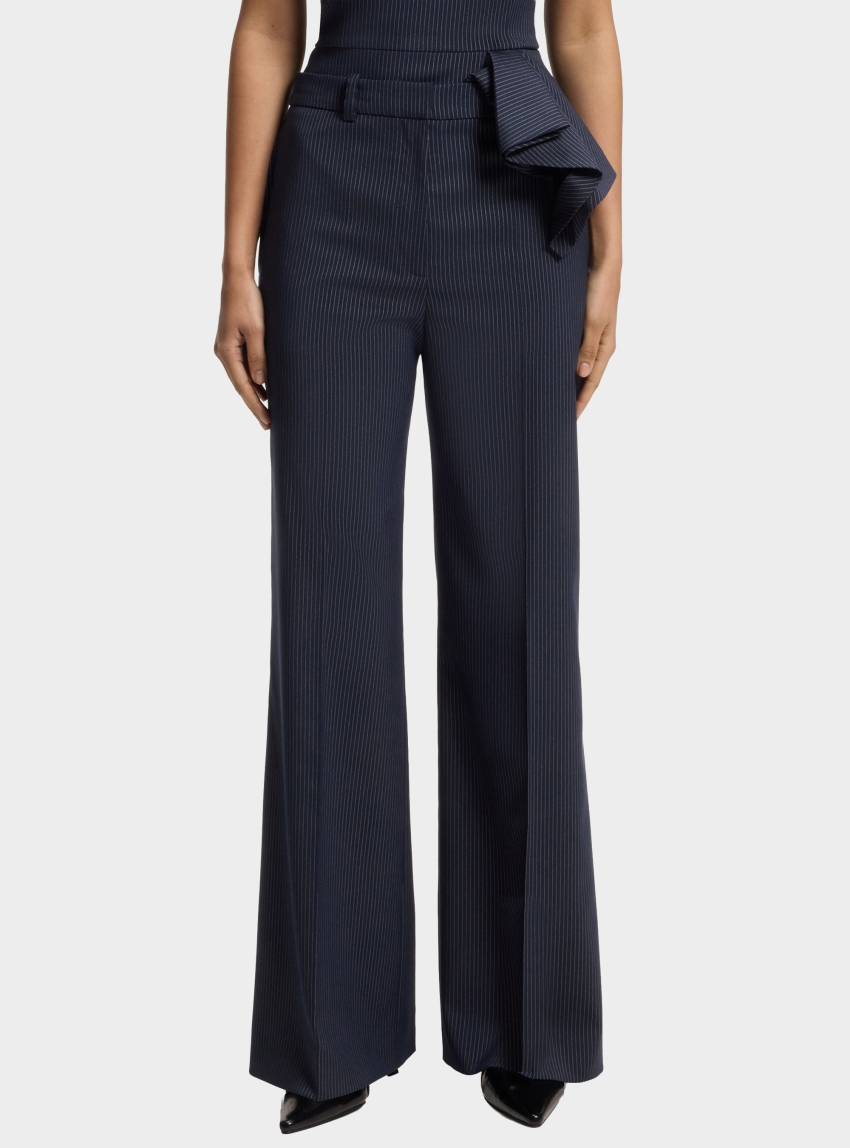 HUGO Regular-Fit Wide-Leg Trousers In Pinstripe Stretch Fabric  Hasmina - Striped Blue