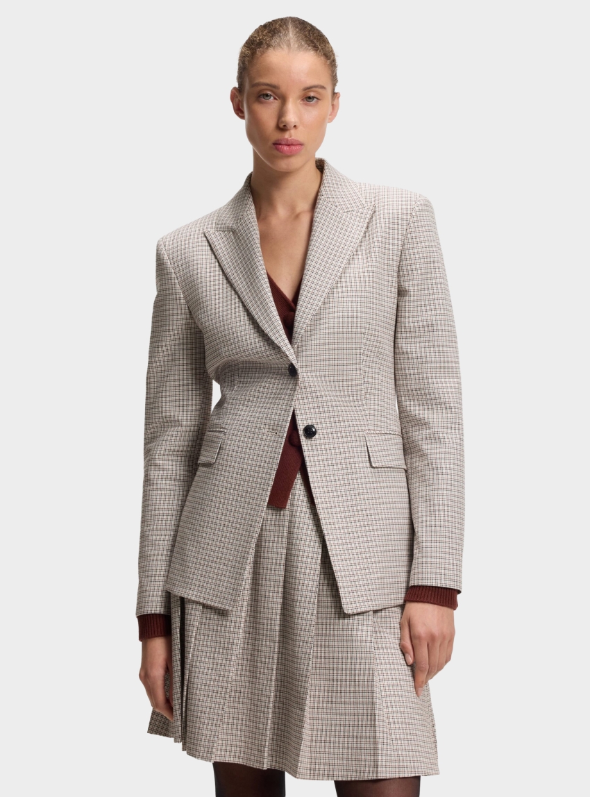 HUGO Regular-Fit Blazer With Micro Check Asmalla - Light Beige