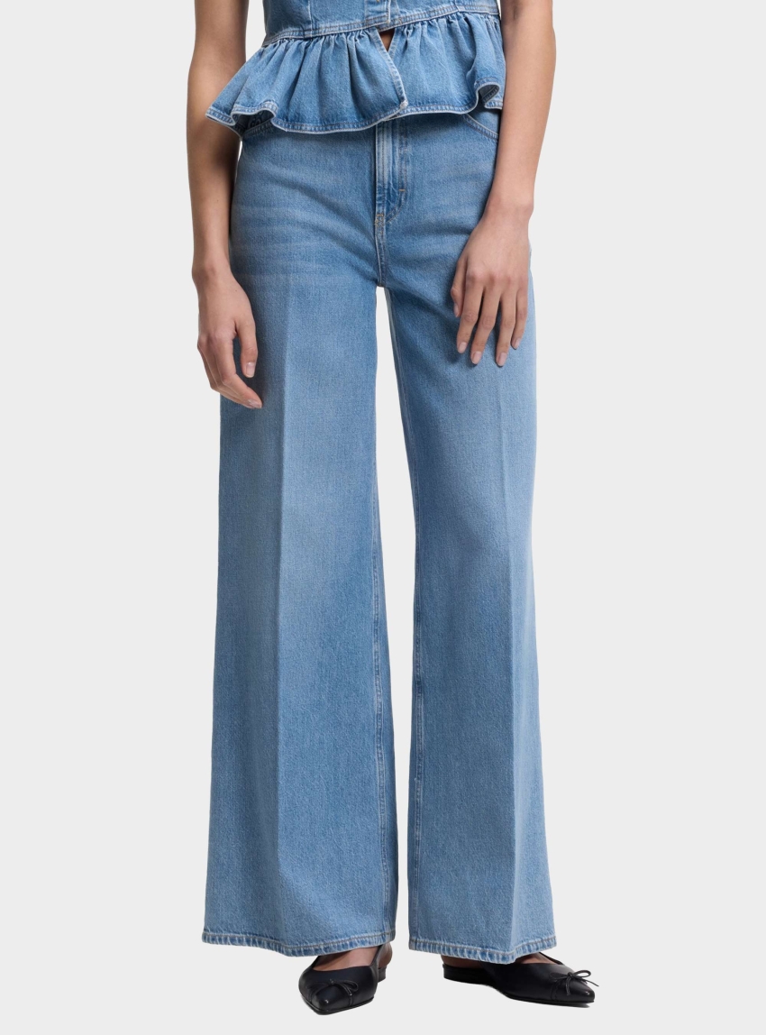 HUGO Wide-Leg-Fit Jeans In Light-Blue Denim  937_16 - Medium Aged Denim