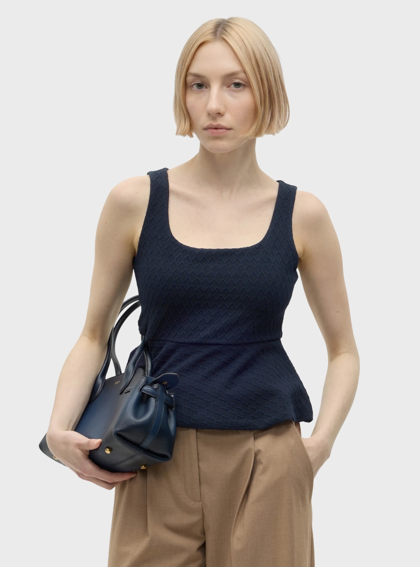 HUGO Slim-Fit Sleeveless Top  With Peplum Hem Daleida - Blue